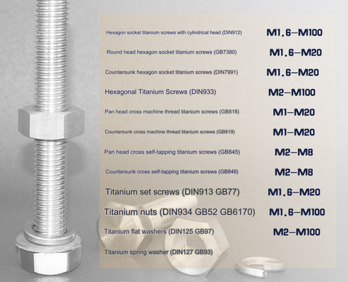 GR1/GR2 Titanium Hexagon head bolts DIN931 DIN933 for Petrochemical Industry